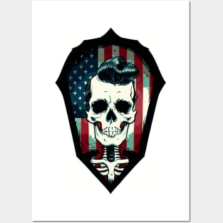 Fun Shield Patriotic Rockabilly Skeleton Posters and Art